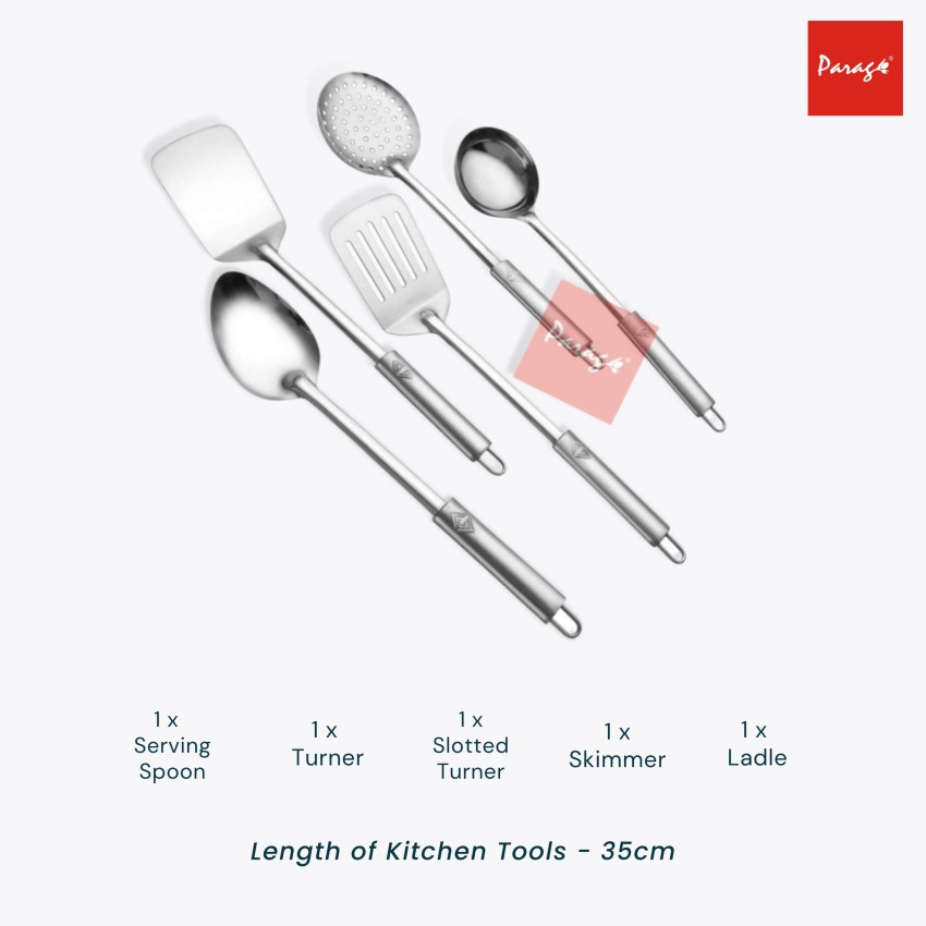 Parage Stainless Steel Cooking Spoon Kitchen Tool Set Food-Grade 10Pieces  Silver