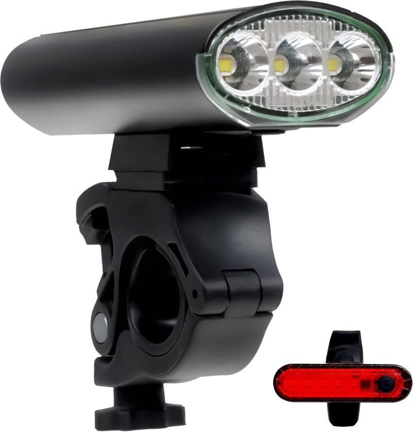 SLOVIC Rechargeable Cycle Lights Combo Front 750 lumens 3 Head Light Back 100 lumen LED Front Rear Light Combo