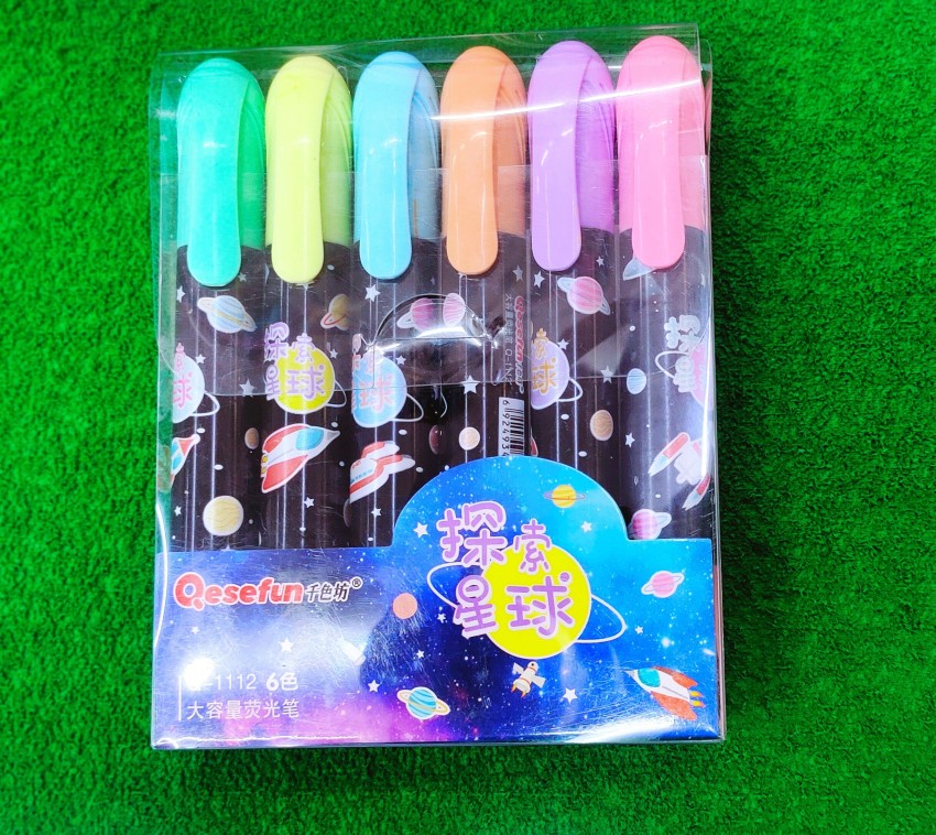 Highlighters Marker Pens Stationery Cute Space Theme Bottle Shaped