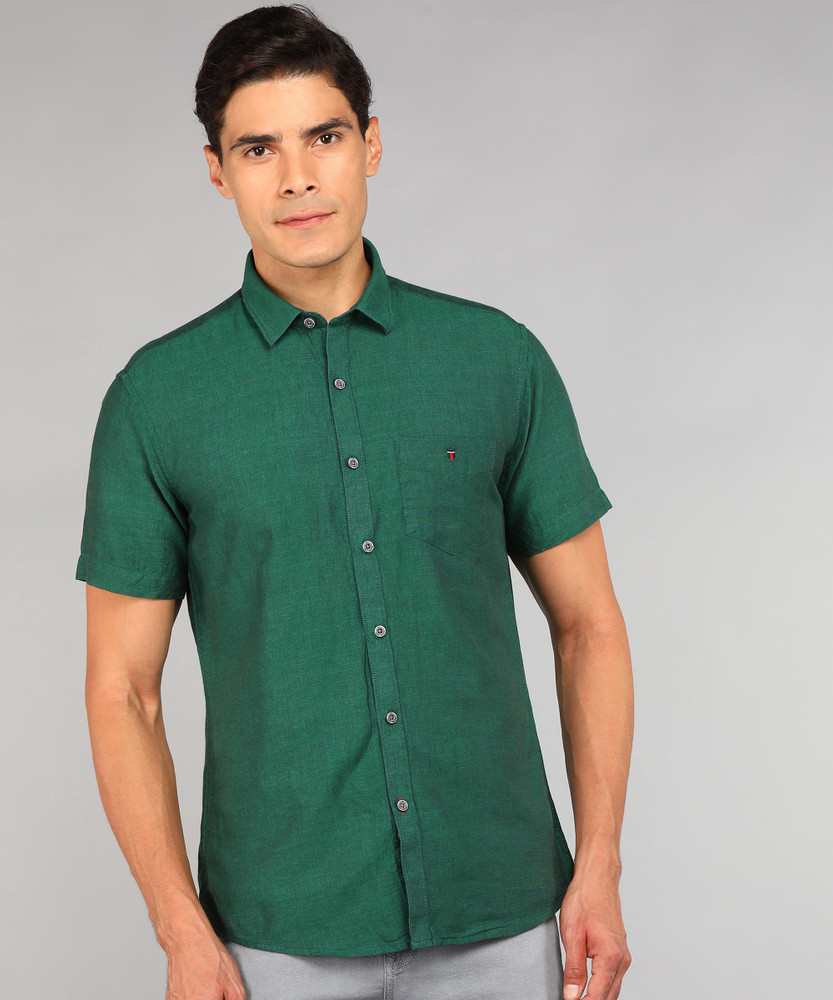 Louis Philippe Sport Men Solid Casual Green Shirt Buy Louis
