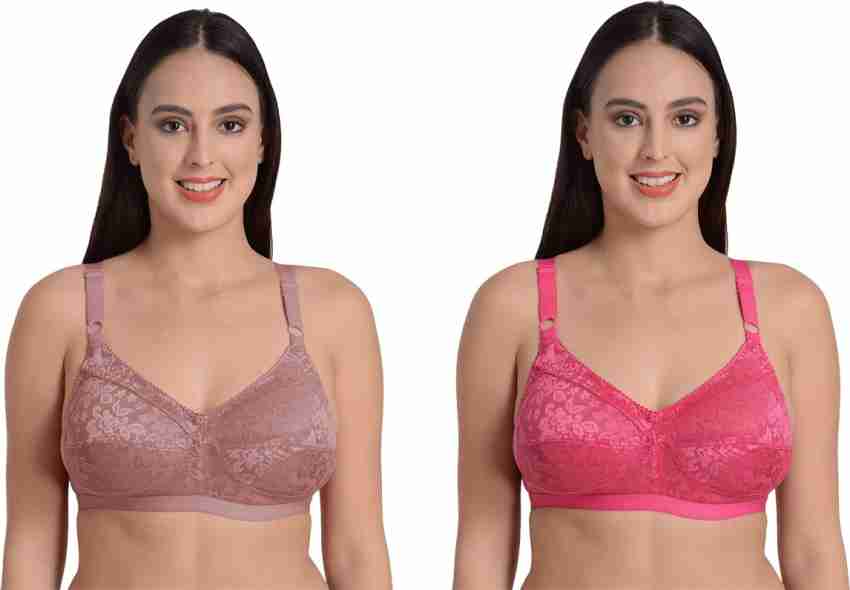 Buy ELEG & STILANCE Front Cross Belt with Adjustable Strap Full Coverage  Non Padded Bra (Pack of 2) Multicolour at