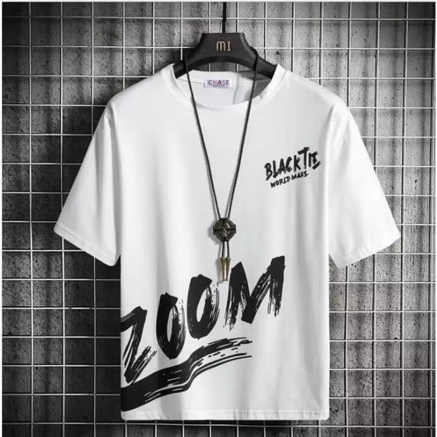 White t shirt black print hot sale