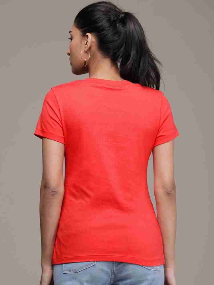 Calvin Klein Jeans Printed Women Round Neck Red T-Shirt - Buy Calvin Klein  Jeans Printed Women Round Neck Red T-Shirt Online at Best Prices in India