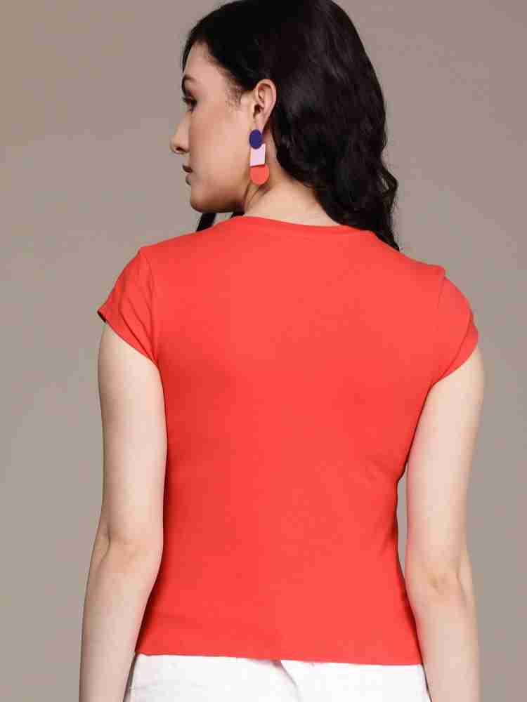 Calvin Klein Jeans Printed Women Round Neck Red T-Shirt - Buy Calvin Klein  Jeans Printed Women Round Neck Red T-Shirt Online at Best Prices in India