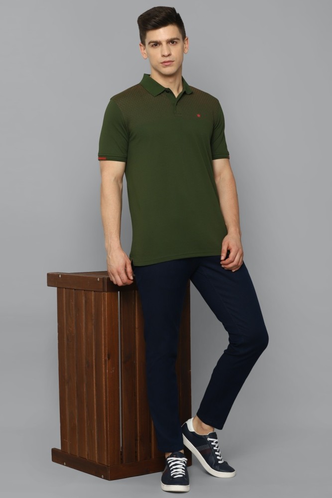 Louis Philippe Sport Men Olive Green Polo Collar T-shirt