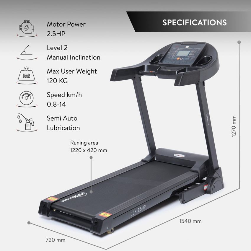 Treadmill max user weight 120kg deals