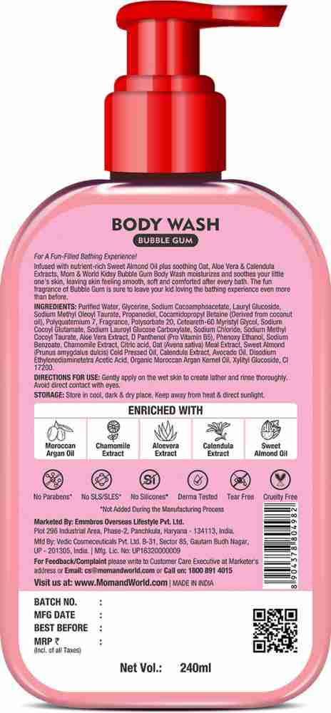 Mom & World Kidsy Bubble Gum Body Wash No Tears, No SLS For KIDS