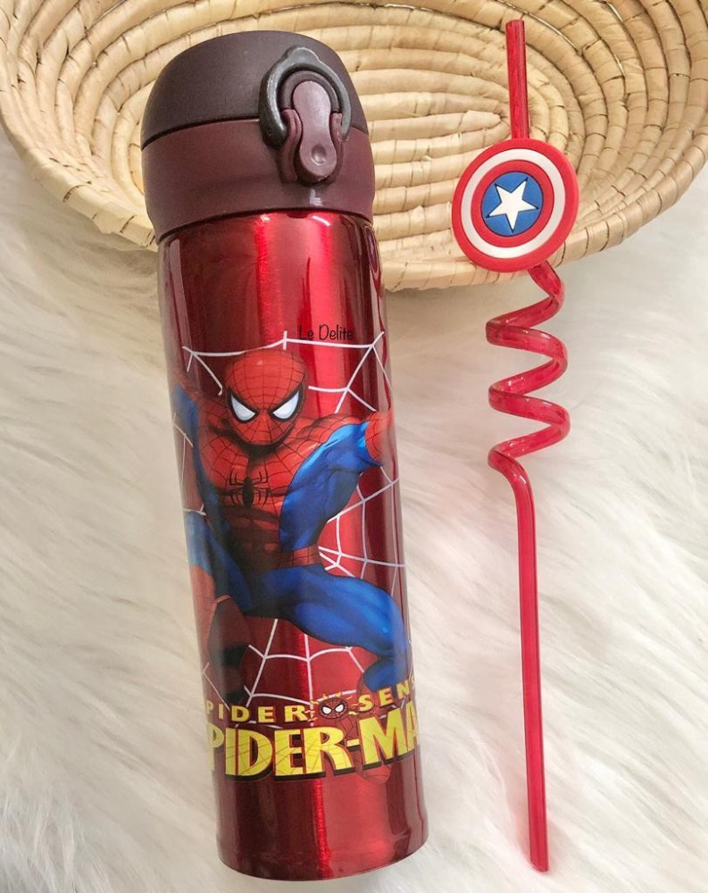 Spider-Man Stainless Steel Water Bottle with Built-In Straw