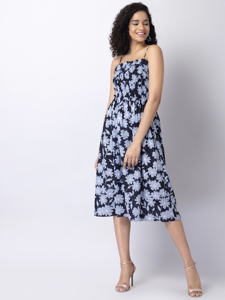 FABALLEY Women A line Blue Dress Buy FABALLEY Women A line Blue