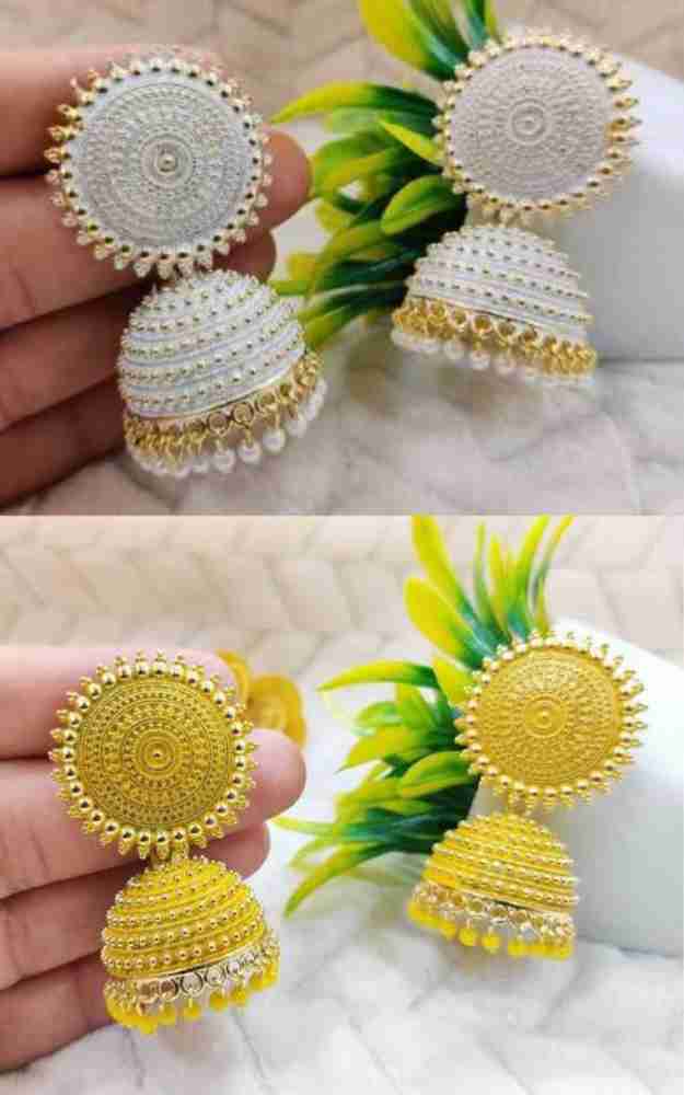 Yellow and white earrings outlet