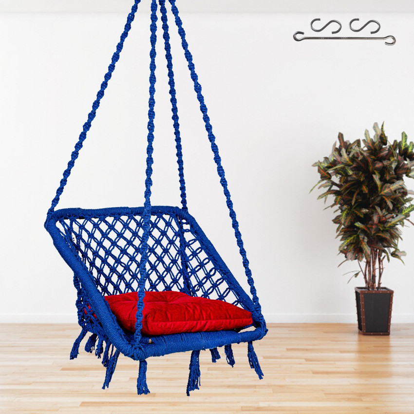 Patiofy Square Shape Wooden Swing Chair with Red Cushion Hanging Kit Swing for Adults Cotton Large Swing Price in India Buy Patiofy Square Shape Wooden Swing Chair with Red Cushion