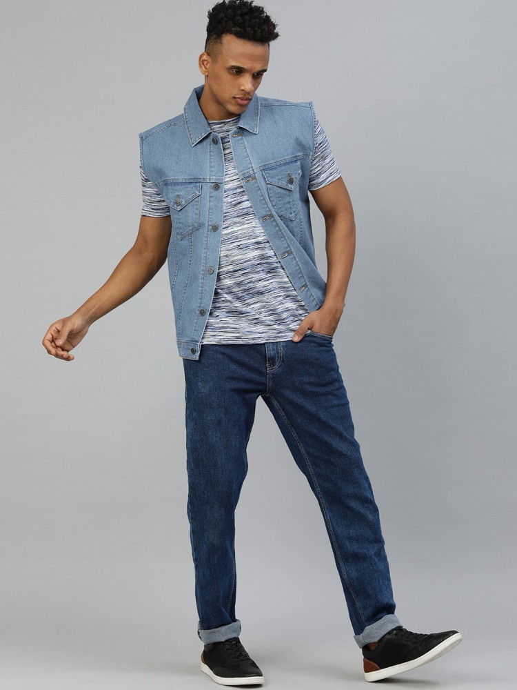 Buy Urban Estilo Blue Washed Denim Jacket With Fur Online at Bewakoof