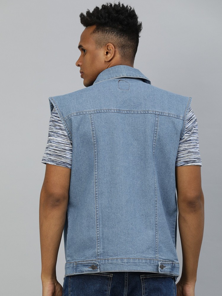 Buy Urban Estilo Blue Washed Denim Jacket With Fur Online at Bewakoof