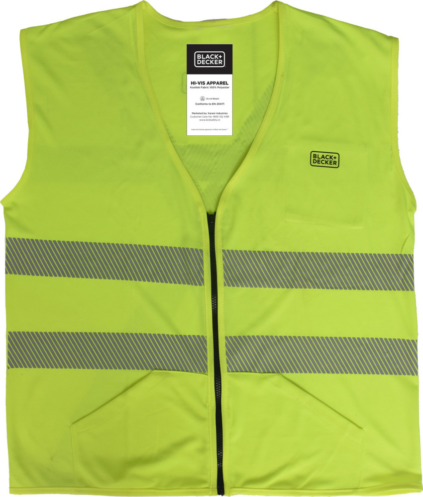 BLACK DECKER Reflective Safety Jacket for Men Lime Green Jacket with Silver Refelective Tapes Safety Jacket Price in India Buy BLACK DECKER Reflective Safety Jacket for Men Lime Green Jacket with Silv...