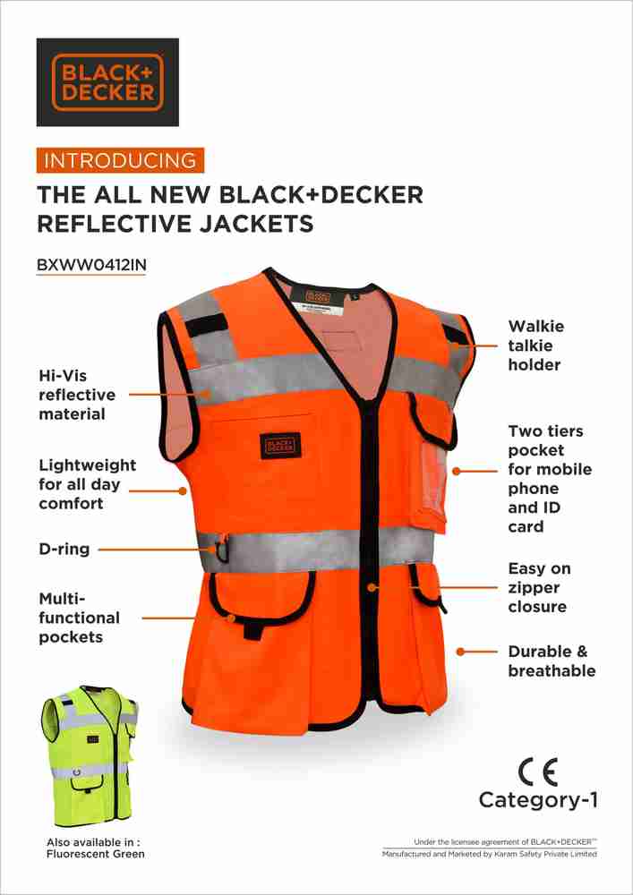 Black reflective safety jackets shop