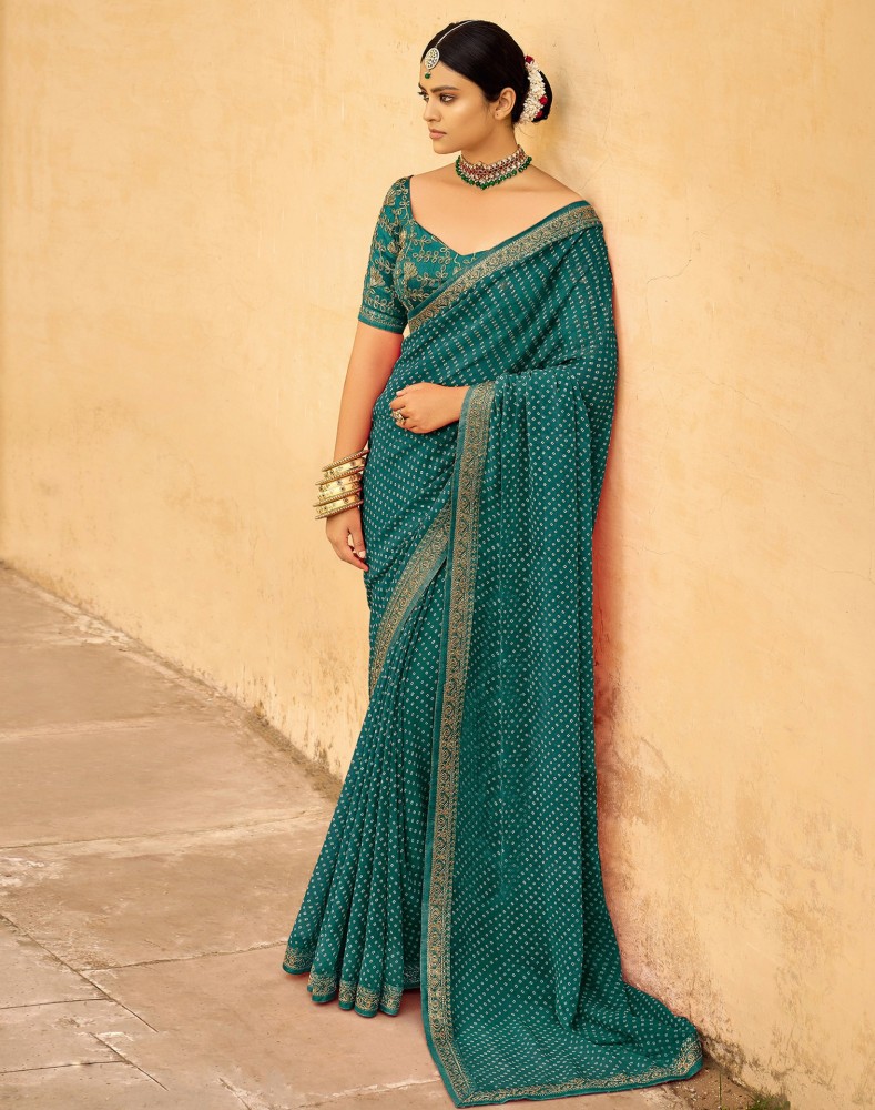 Lovely Teal Blue mirror worked Imported Lycra Party Wear Ready To Wear Saree