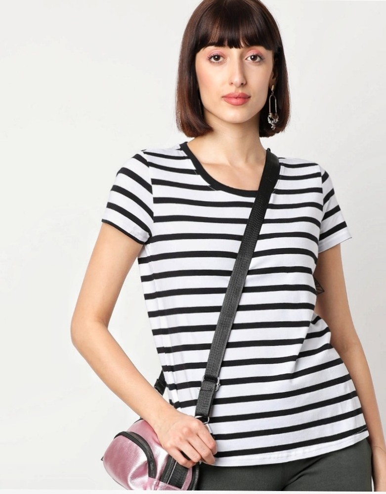 TEAMSPIRIT Striped Women Round Neck White T Shirt Buy TEAMSPIRIT Striped Women Round Neck White T Shirt Online at Best Prices in India Flipkart