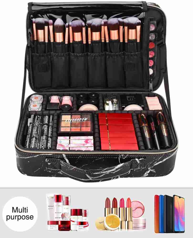 TOURTIER Cute Large Cosmetic Travel Makeup Bag for Women & Men Makeup Case  Professional Cosmetic Train Case Organizer with Adjustable Dividers For  Make up, Jewelry, Toiletries, Shaving Kit Vanity Box Price in