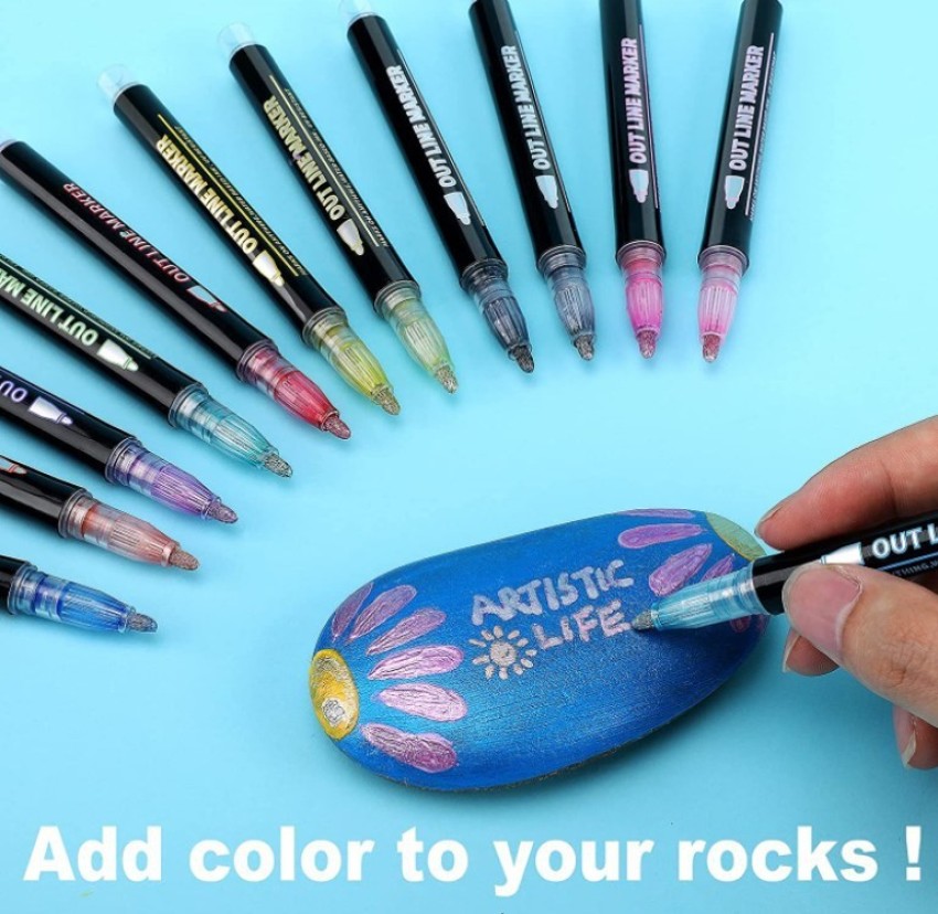 Colorations® Shimmer Outline Markers - 12 Colors Each with