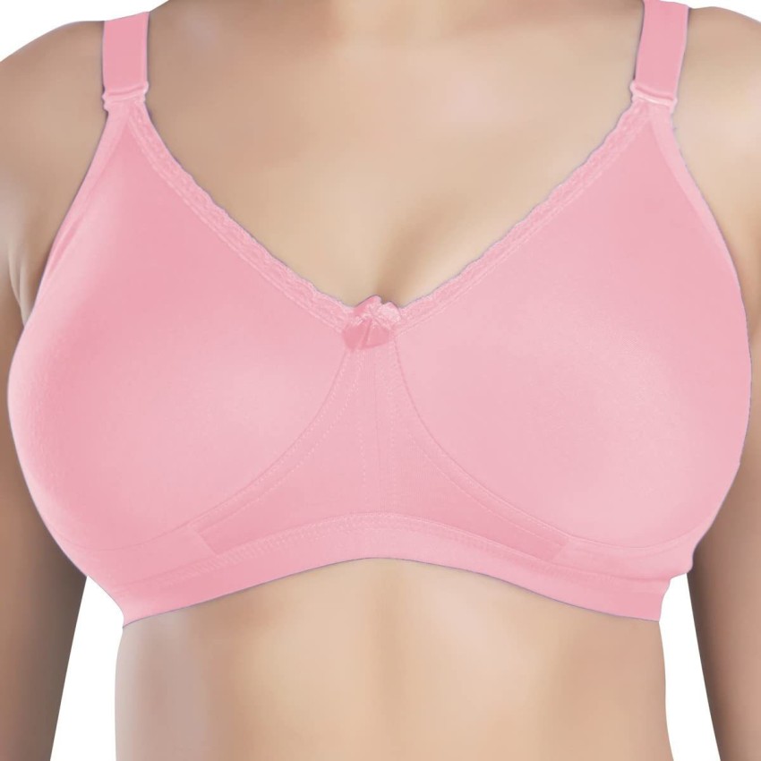 Drop-Dead Soft Lycra Deep Neck Lightly Padded 3/4 Coverage Non- Wire Bra in  Light Pink