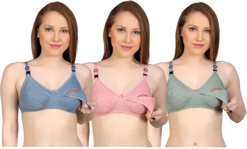 Women's Cotton Non-Padded Maternity Breast feeding Mother Bra Combo Pack Of  3