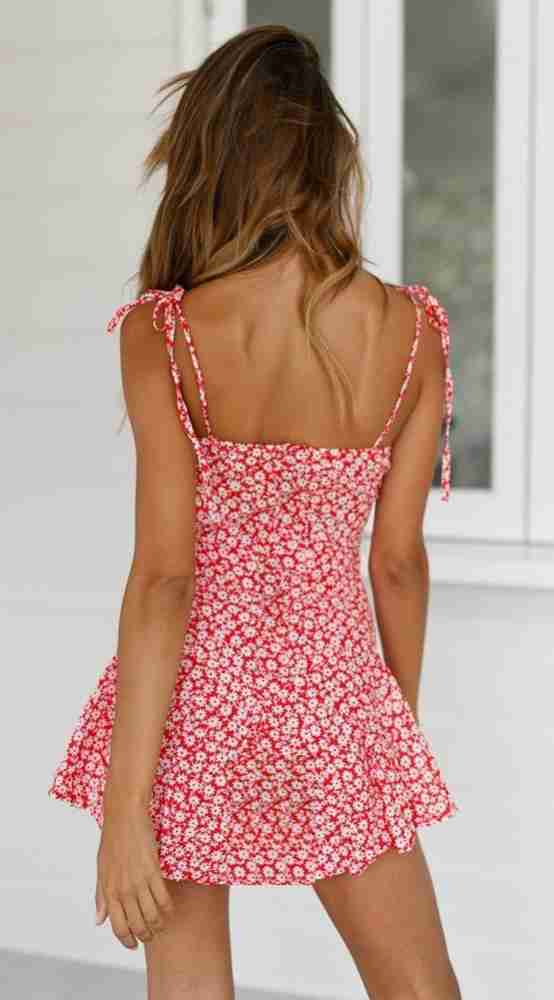 Bavla dark red hot backless dress