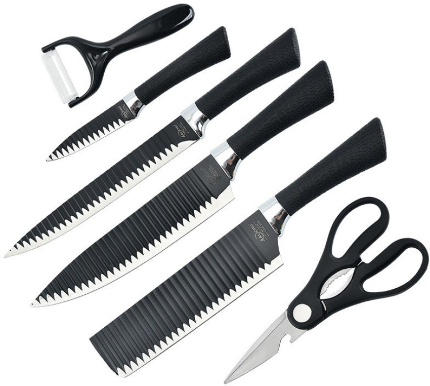  fixwell Stainless Steel Knife Set, 12-Piece, WHITE