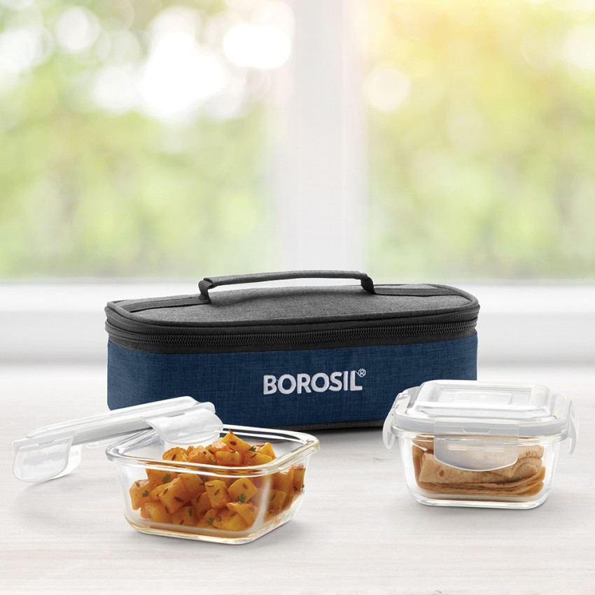 320ml Borosil 2 Square Microwavable Glass Lunch Box