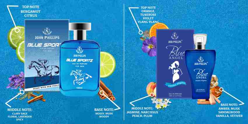 Buy John Phillips Blue Sportz Blue Angel Eau De Perfume Combo