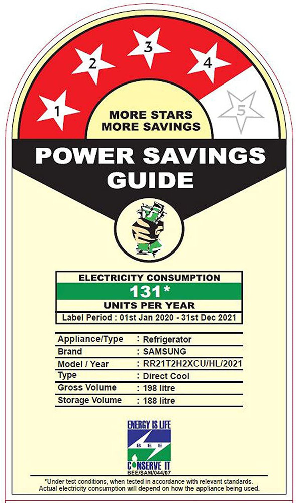 Power consumption of 4 on sale star refrigerator