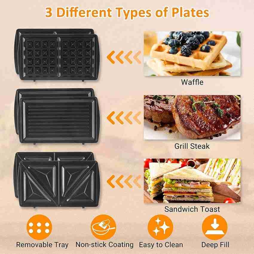 3-in-1 Grill, Sandwich, and Waffle-Maker