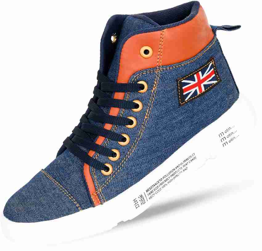 Flooristo blue denim sneaker boots Sneakers For Men Buy