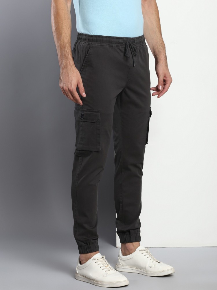 Buy Dennis Lingo Men Grey Tapered Fit Cotton Cargo Joggers