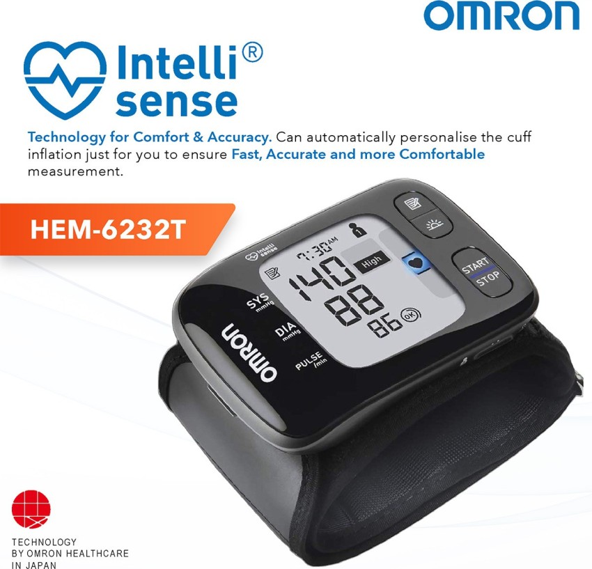 Omron Hem 6232T Wrist Blood Pressure Monitor (Black) Battery Powered