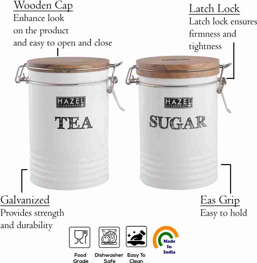 nestroots Wooden, Iron Tea Coffee & Sugar Container - 400 ml Price