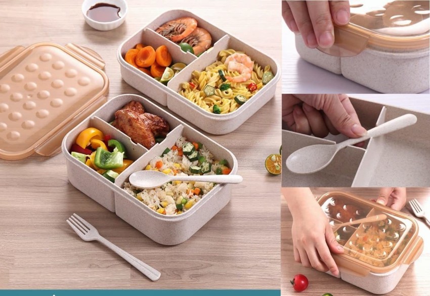 Bento Lunch Boxes Plastic Food Container Set Kids School Office 3