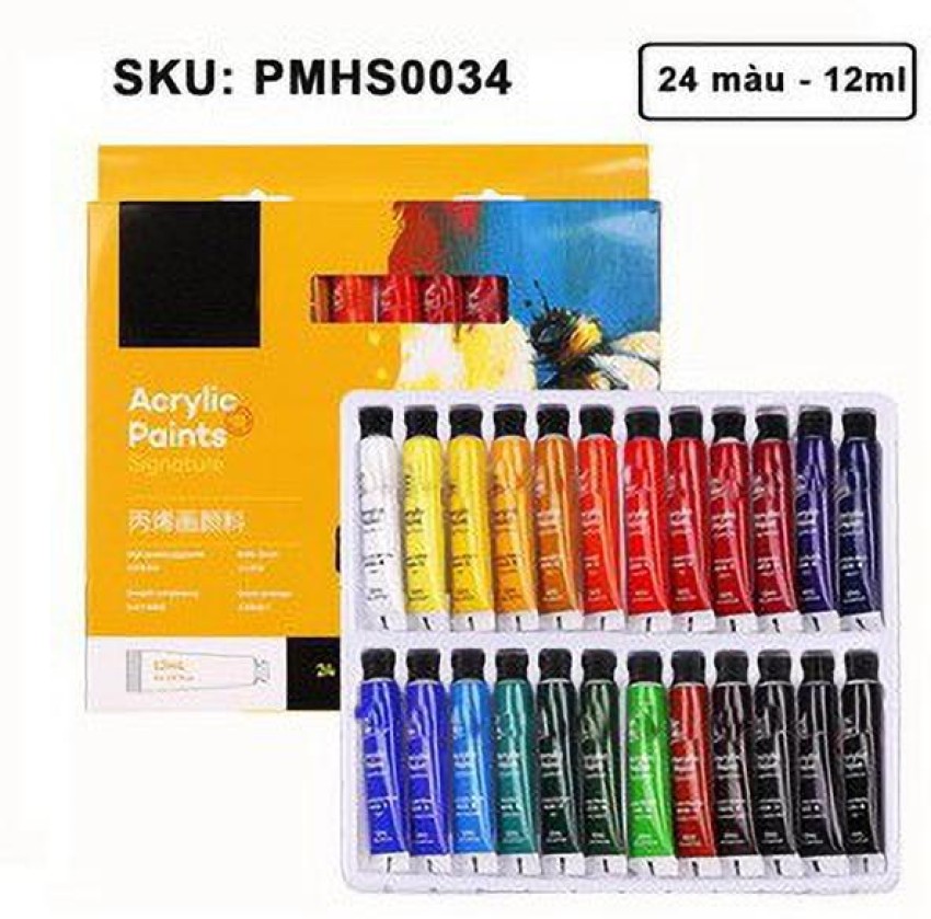 KITI KITS 24 Color Acrylic Paint Tubes Set With Non-Toxic