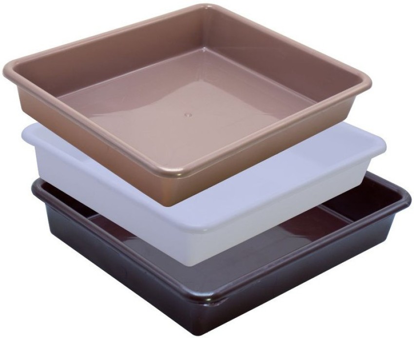 Morvi Wonder Plastic Prime Exel Small Plastic Tray for Home/Kitchen/Office,  Set of 4, 2 Ltr, Grey Color, Made in India Tray Price in India - Buy Morvi  Wonder Plastic Prime Exel Small