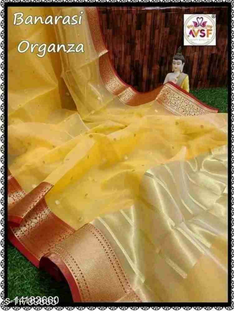 Buy MUSKAN FASHION Woven Banarasi Organza Gold Sarees Online Best Price In India Flipkart
