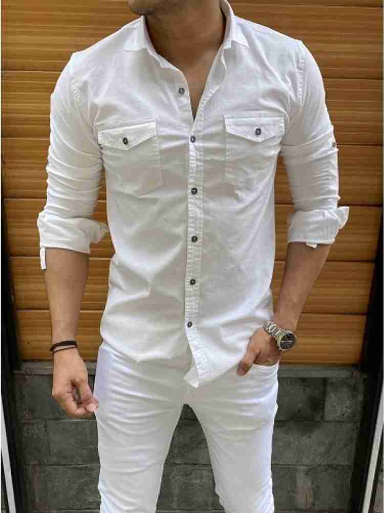 White semi formal men top