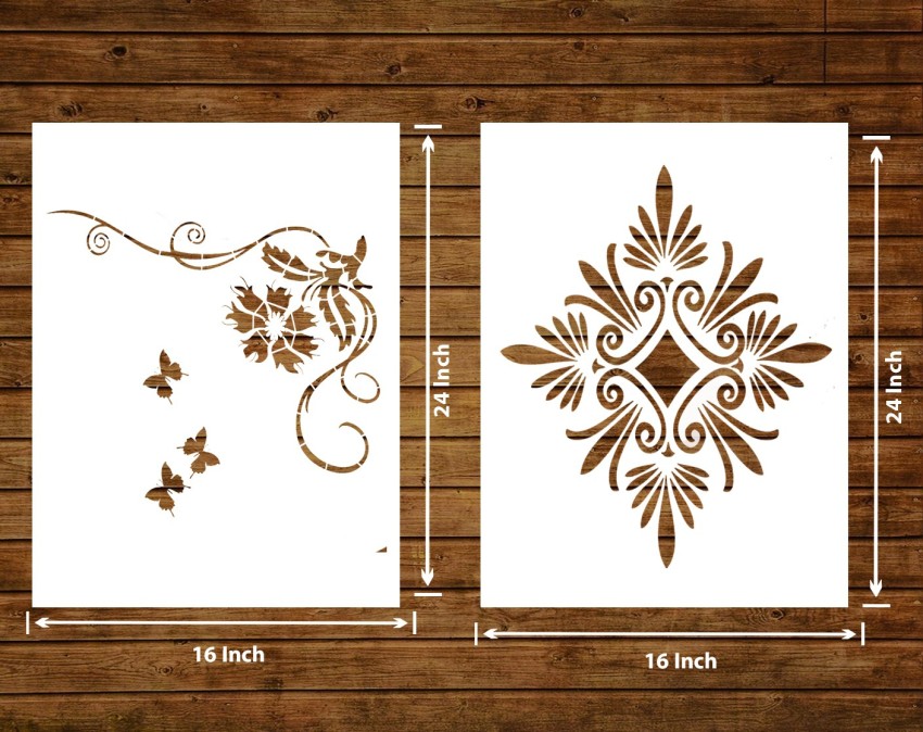 Kayra Decor Periwinkle Flower Wall Design Stencils for Wall