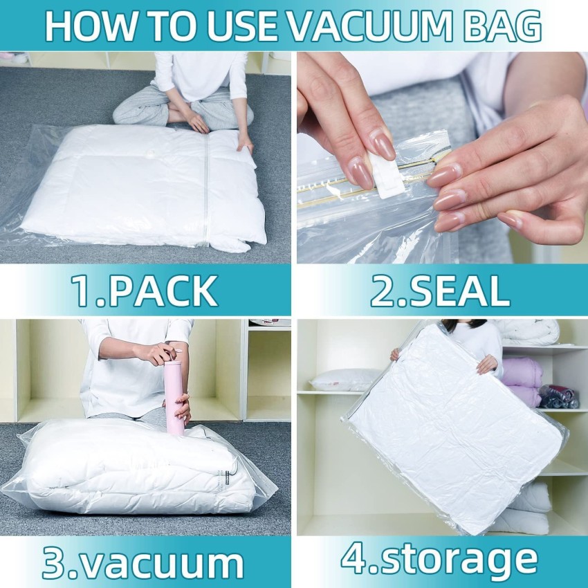 Buy Birud Reusable Vacuum Bags Space Saver Quit Vacuum Plastic Storage Bag  for Clothes, Blankets, Home & Travel , Compression Sealer Bags (Pack of 5,  SIZE : 60 cm x 80 cm)