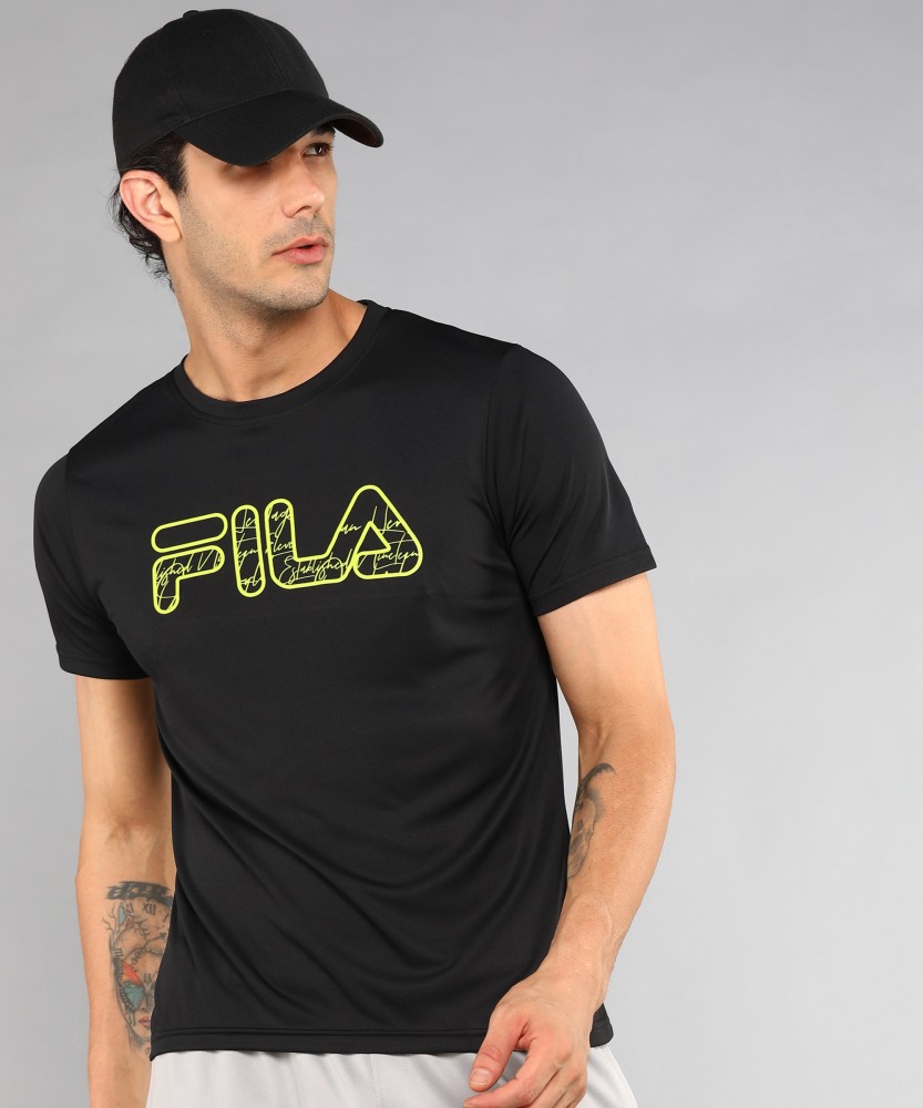 Zee Honderd jaar Kapitein Brie FILA Printed Men Crew Neck Black T-Shirt - Buy FILA Printed Men Crew Neck  Black T-Shirt Online at Best Prices in India | Flipkart.com