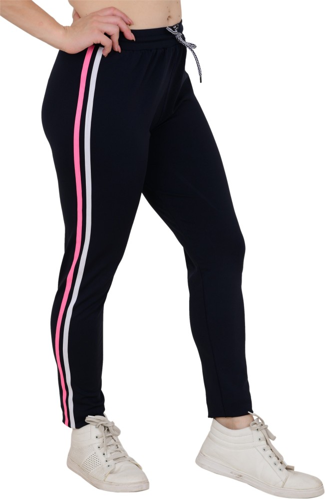 Black joggers with online pink stripe