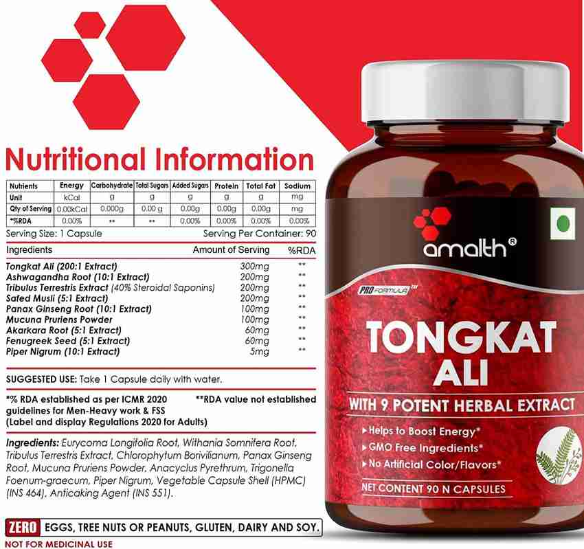 Nutricost Tongkat Ali 2001 Capsules (500 Mg) (60 Capsules) Target