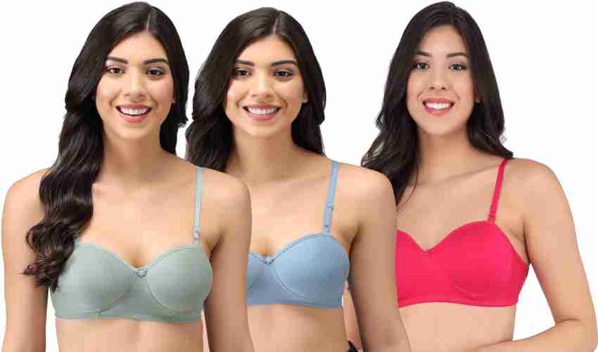 Buy Groversons Paris Beauty Multicolour Pack Of 3 Demi Cup Bra on
