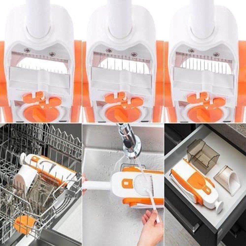 Multipurpose Safe Hand Press Mandoline Slicer Julienne Dicer