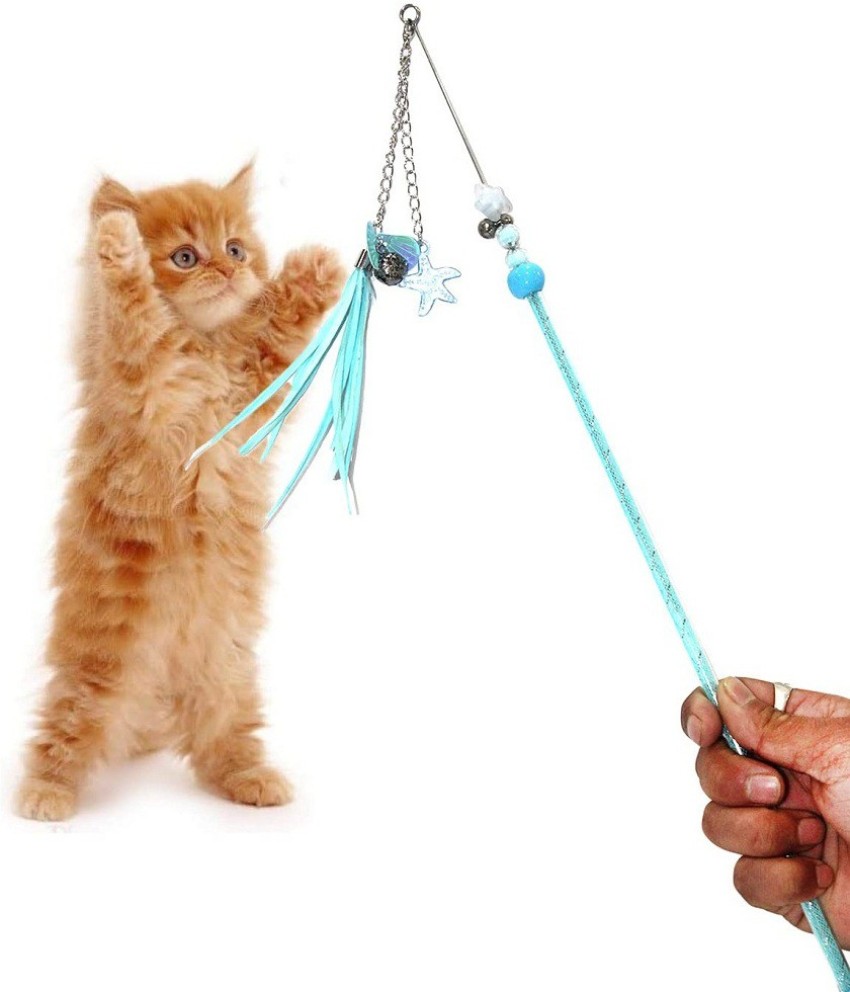 NEECS Cat Teaser Stick - Cat Fishing Pole Toy Colorful with Bell