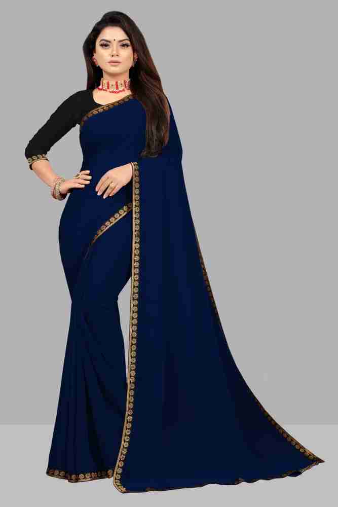 Dark blue shop chiffon saree