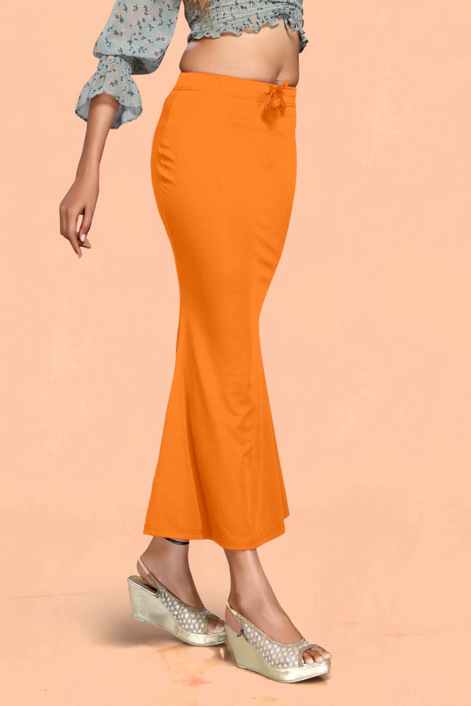 Women Saree Shapewear with Side Slit in Orange (Fish Cut Petticoat